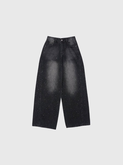glitter wide denim pants