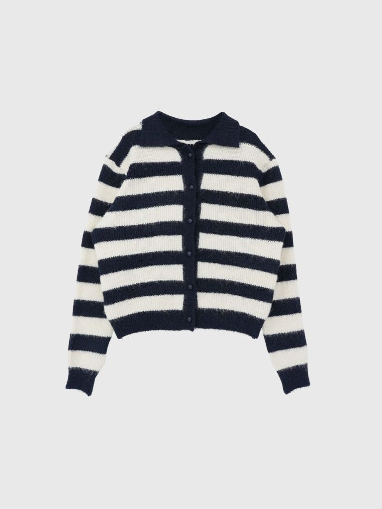 border color knit cardigan