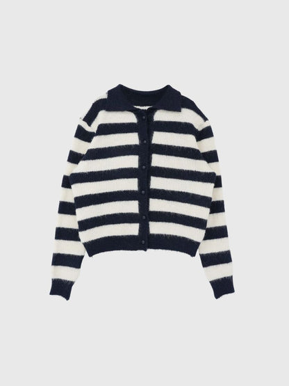 border color knit cardigan