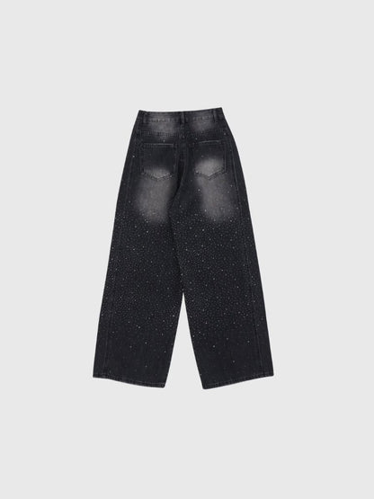 glitter wide denim pants