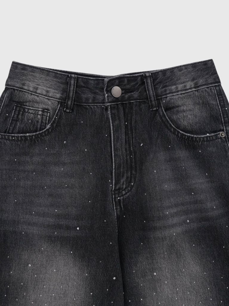 glitter wide denim pants