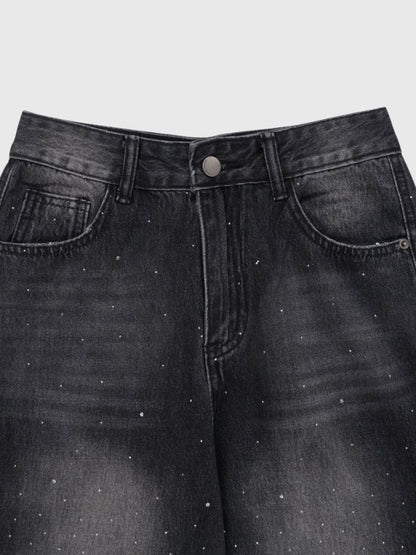 glitter wide denim pants