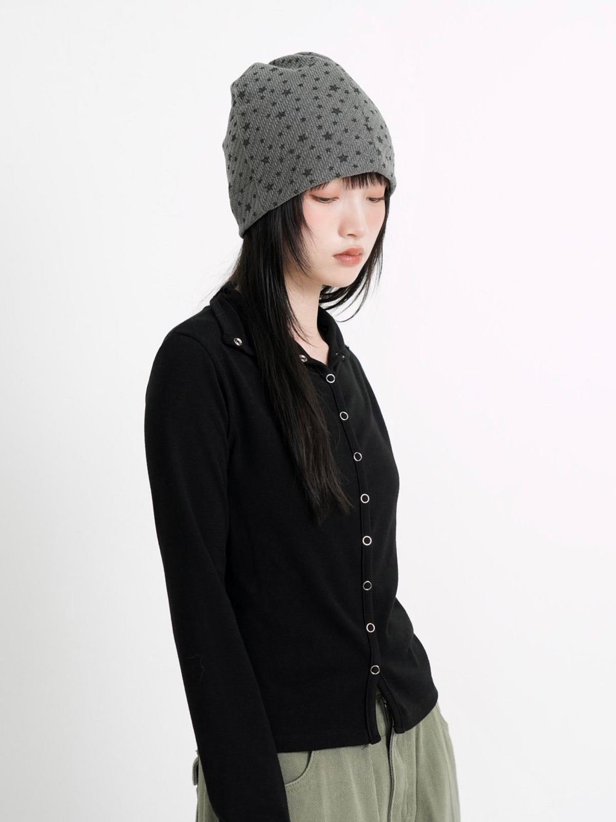 high neck fitted cardigan