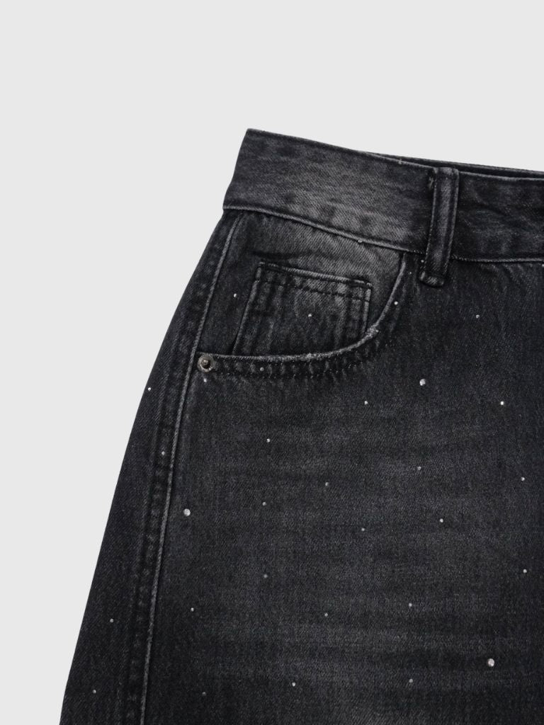 glitter wide denim pants