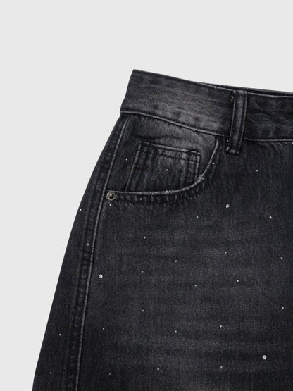 glitter wide denim pants