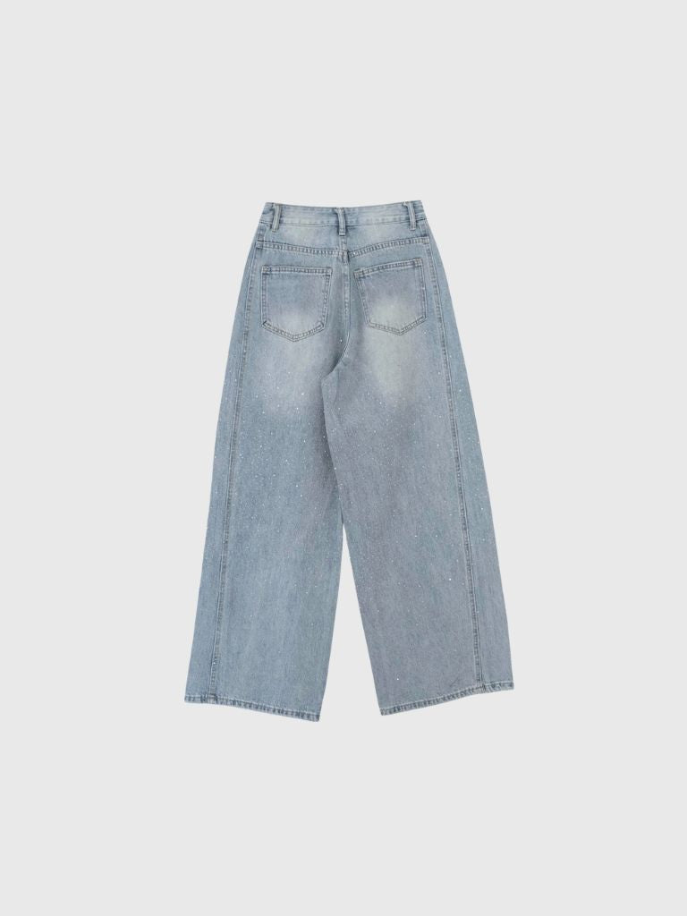 glitter wide denim pants