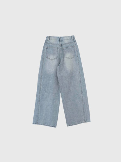 glitter wide denim pants