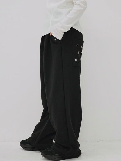 eyelet wide sweat pants