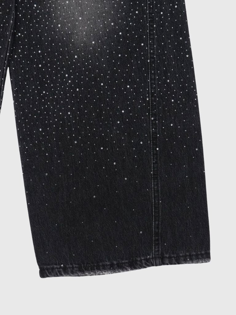 glitter wide denim pants