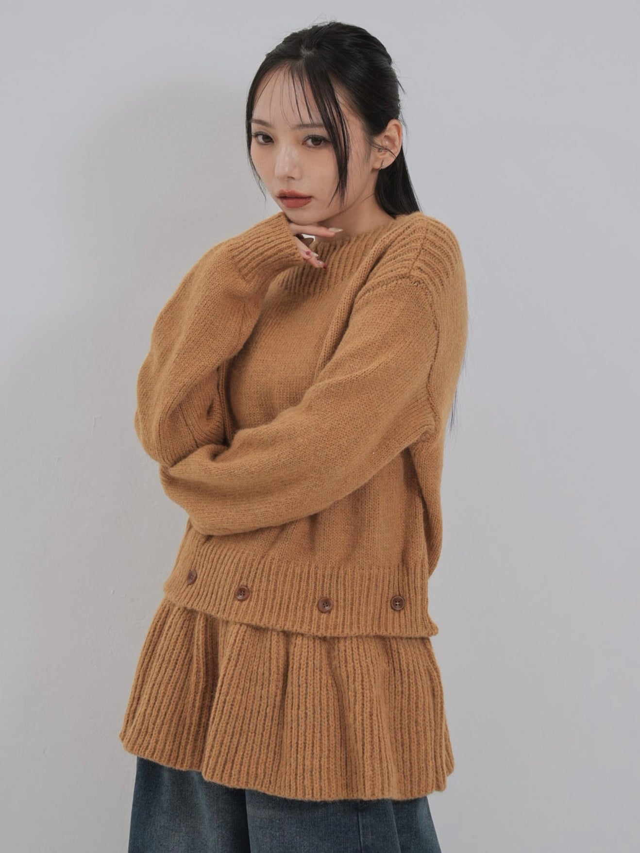 2way layered hem knit