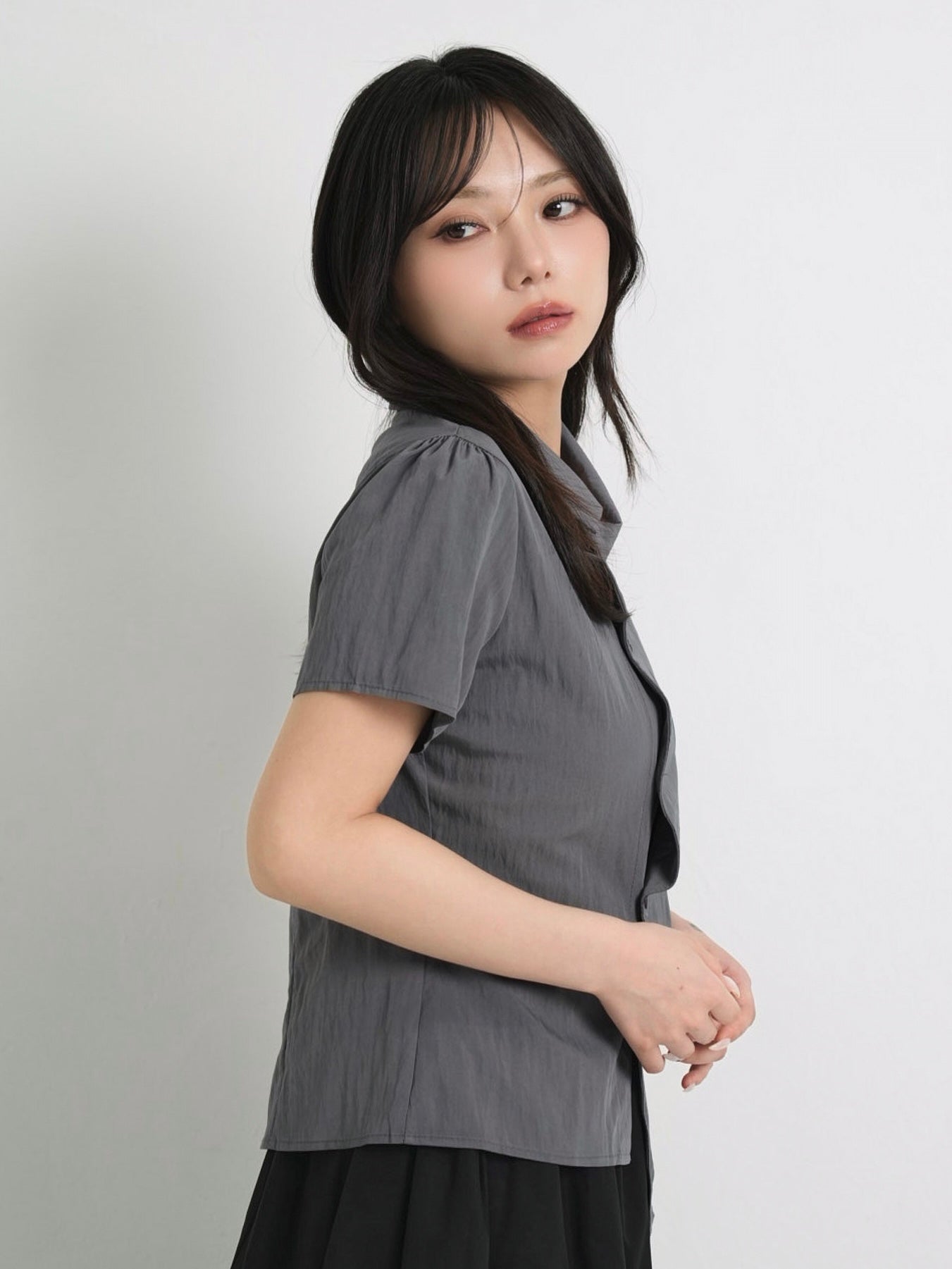 pleated draped blouse