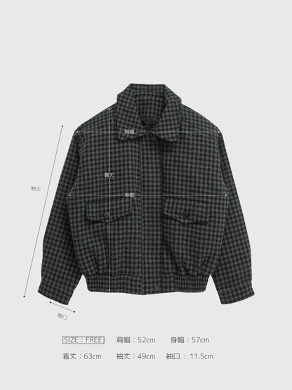 check pocket blouson