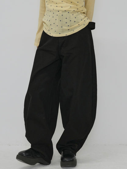 back belt detail wide pants