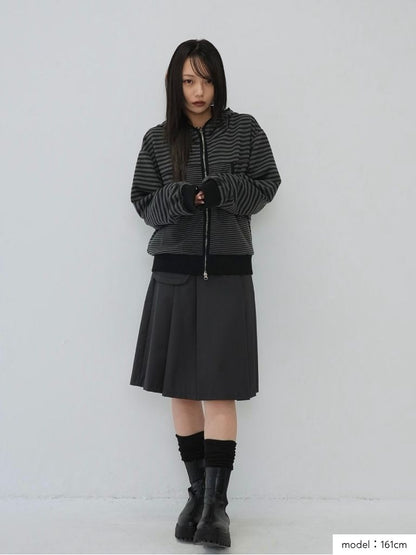 stripe pattern zip hoodie