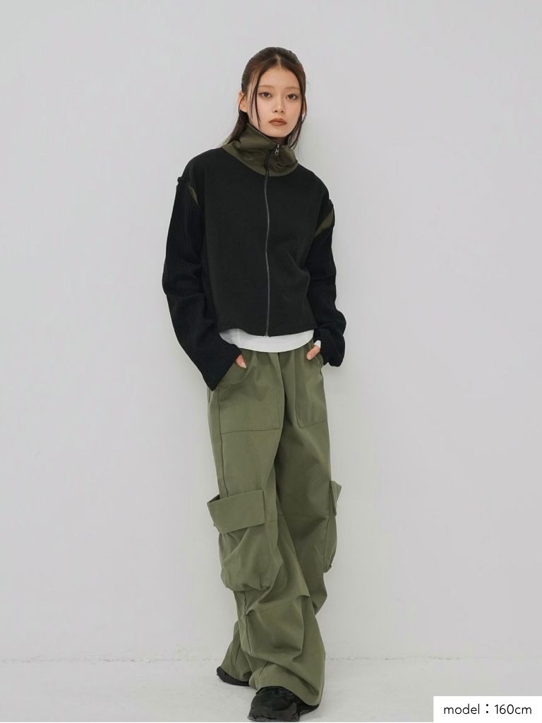 color block two way zip jacket