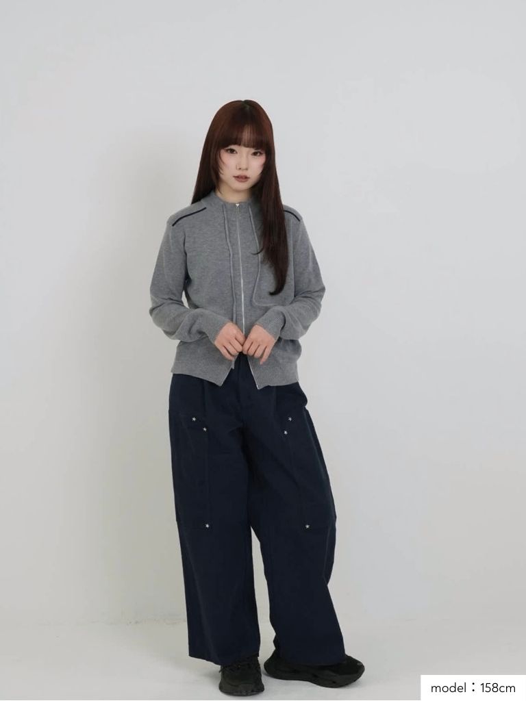 w zip line knit tops
