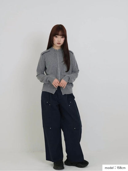 w zip line knit tops