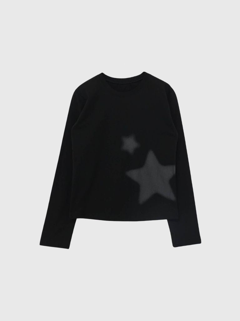 star print basic long tops