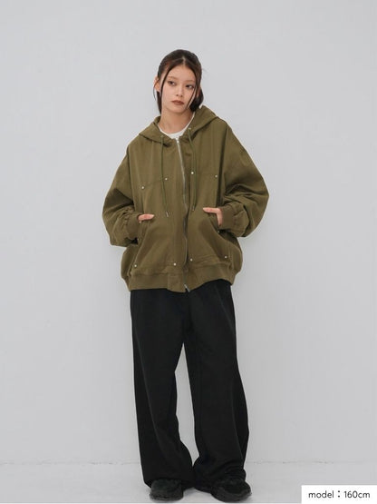 over pocket zip up hoodie