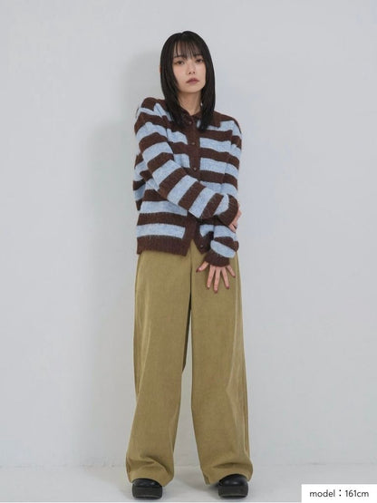 border color knit cardigan