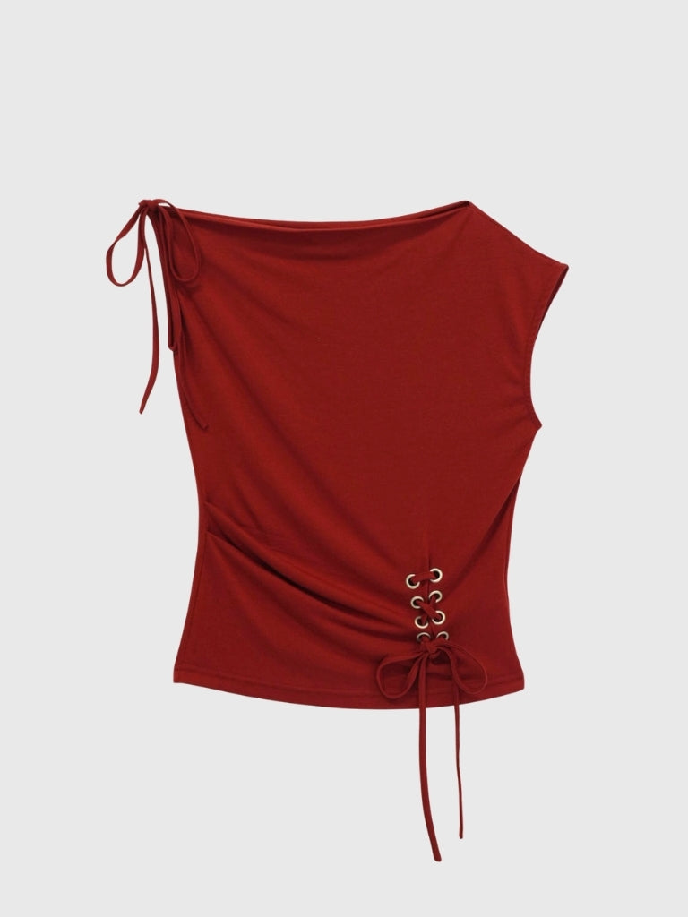 eyelet one shoulder tops