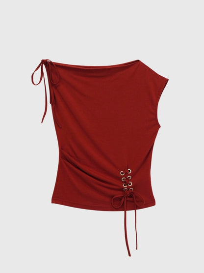 eyelet one shoulder tops