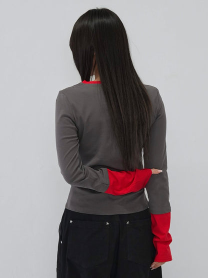 half button bicolor tops #3