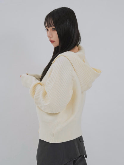 high-neck button knit cardigan
