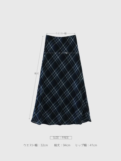 check sheer long skirt