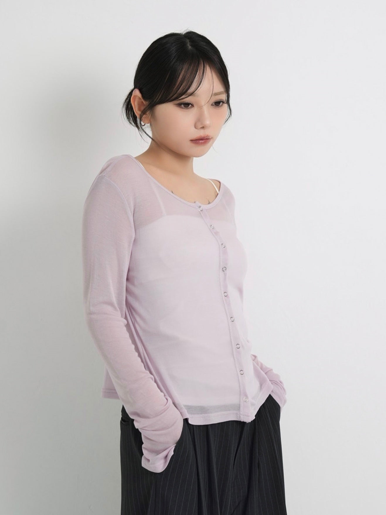 sheer button cardigan