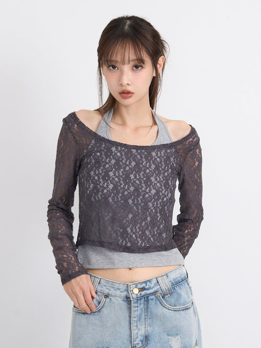 layered lace halter tops