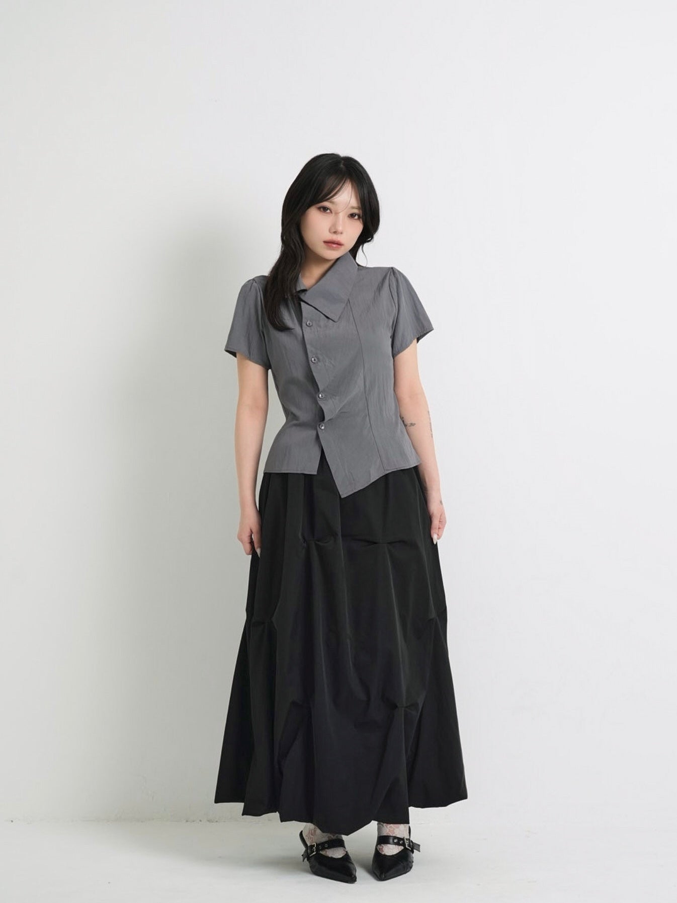 pleated draped blouse