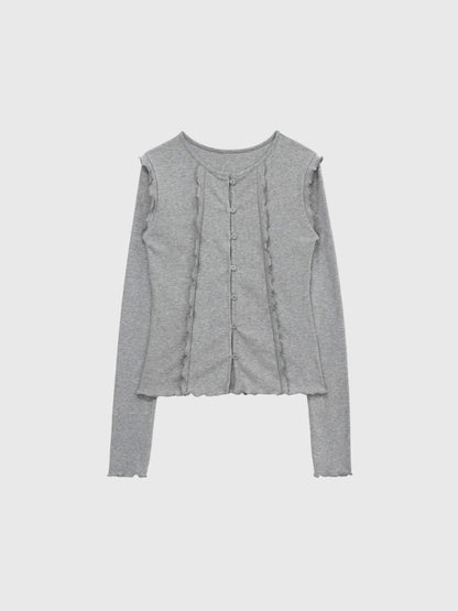 frill trim cardigan