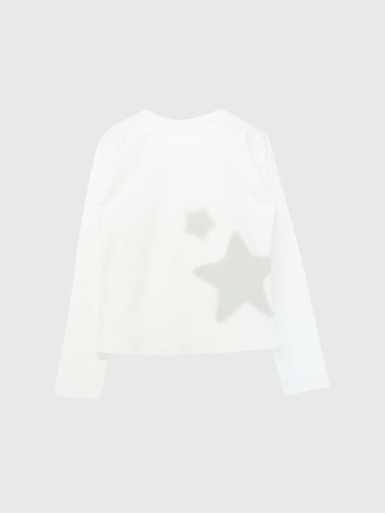 star print basic long tops