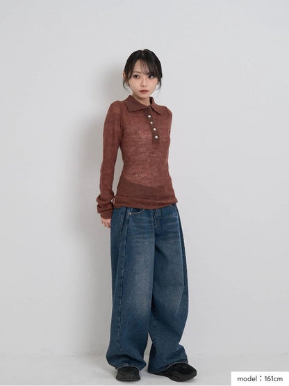 light sheer polo knit