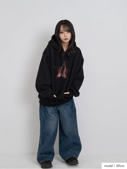 star check patch hoodie
