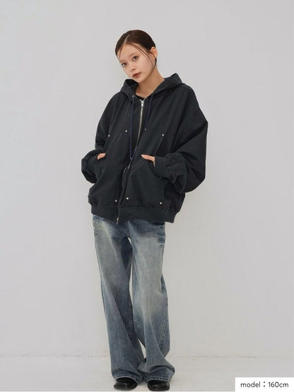 over pocket zip up hoodie