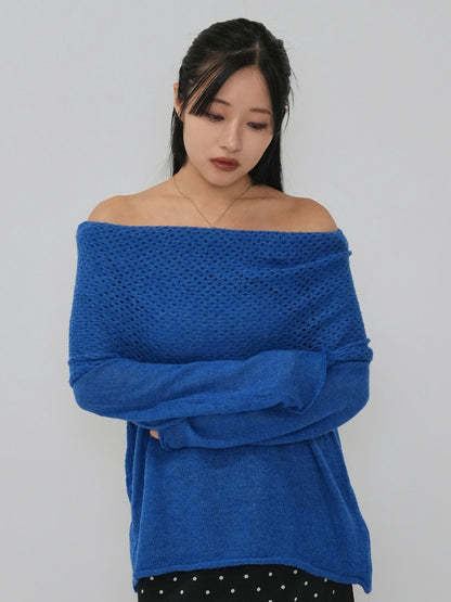 wool off shoulder knit