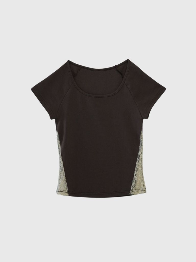 lace panel crop tops