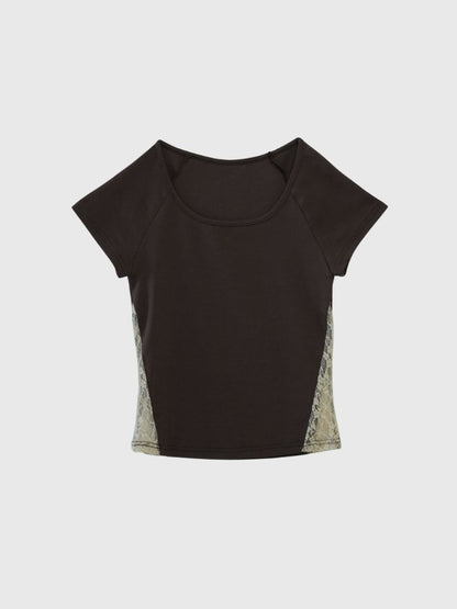 lace panel crop tops