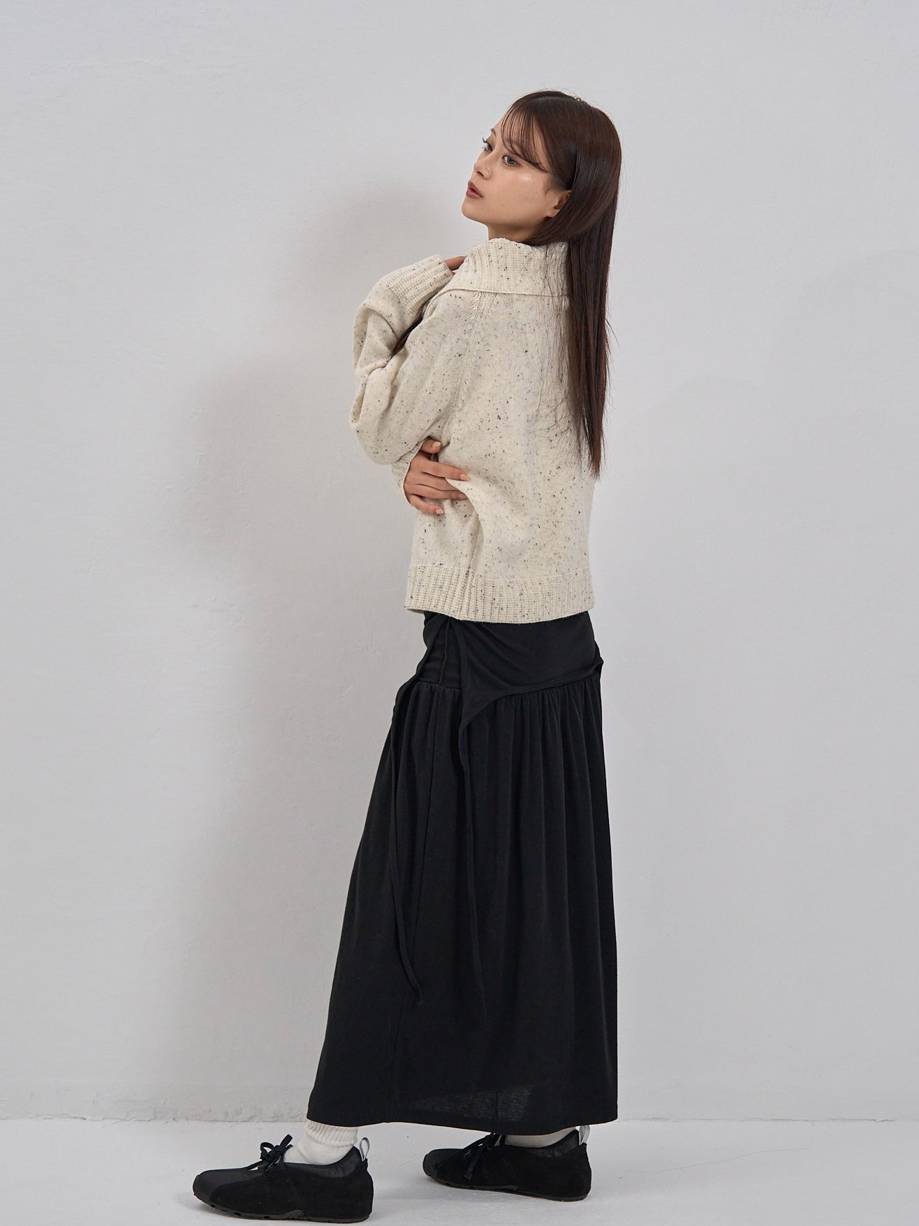 drape gathered long skirt