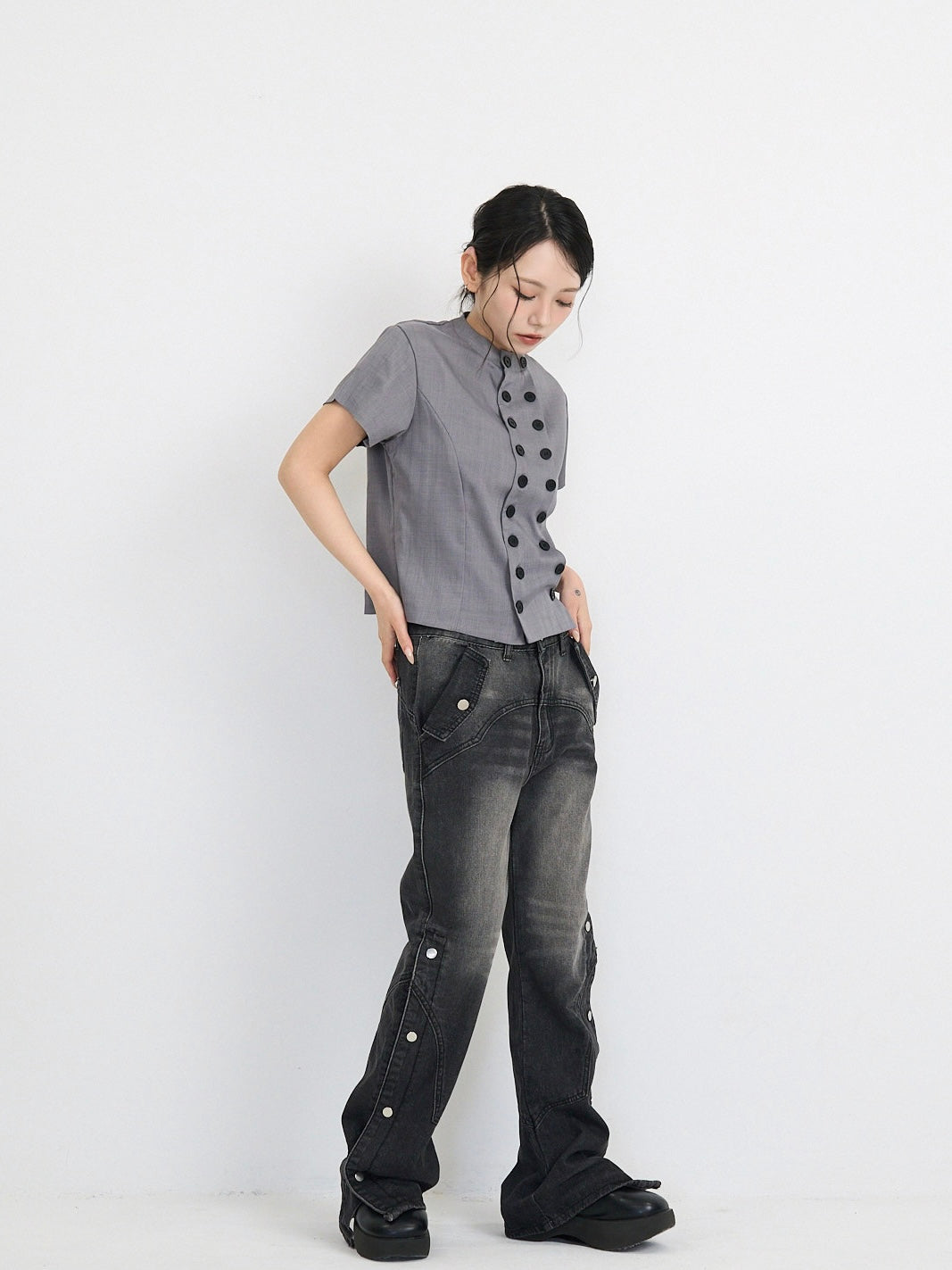 front double button tops
