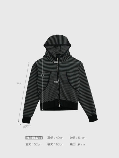 stripe pattern zip hoodie