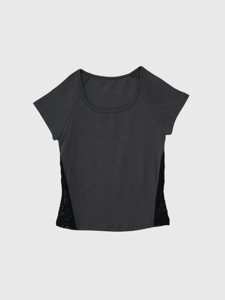 lace panel crop tops