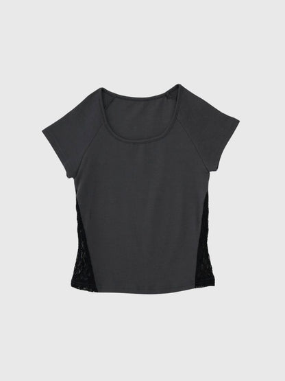 lace panel crop tops