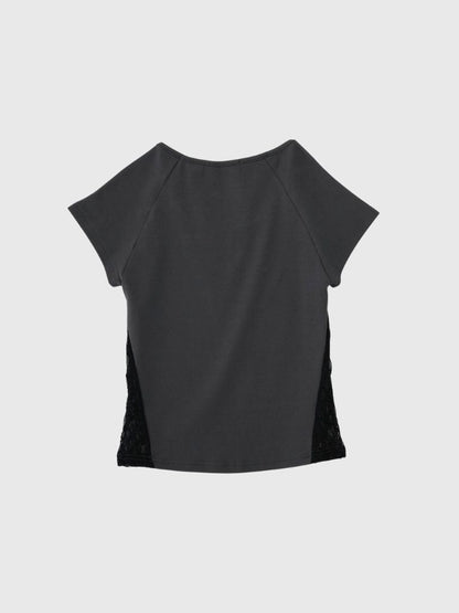 lace panel crop tops