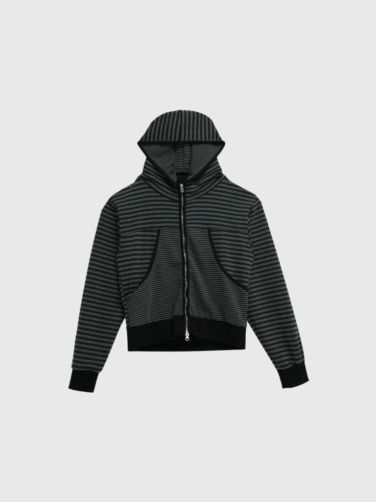 stripe pattern zip hoodie