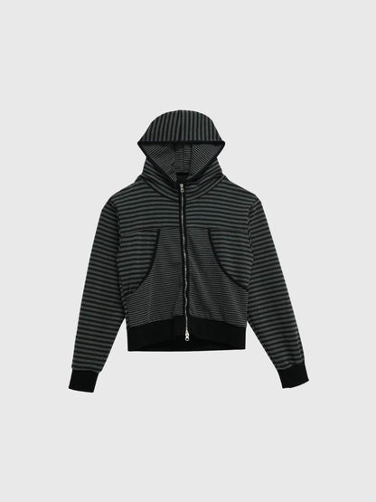 stripe pattern zip hoodie