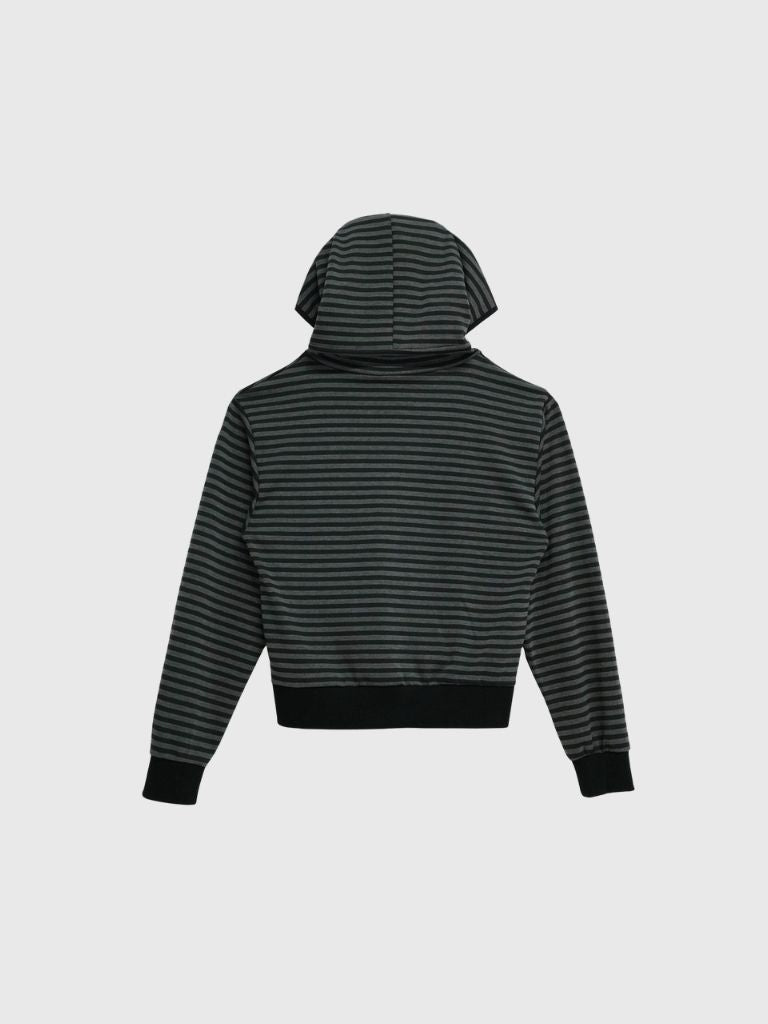 stripe pattern zip hoodie