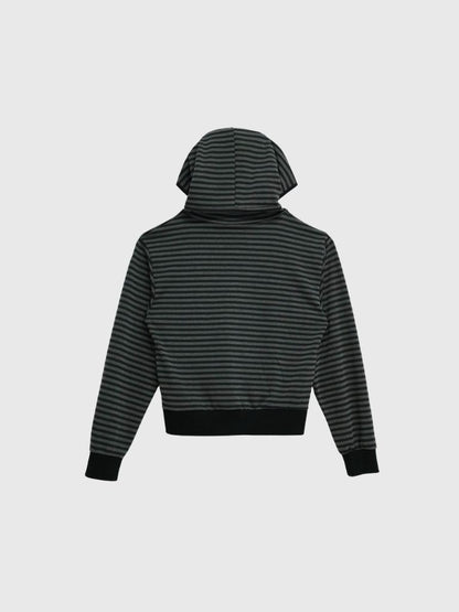 stripe pattern zip hoodie